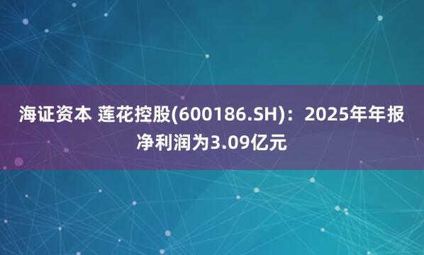 海证资本 莲花控股(600186.SH)：2025年年报净利润为3.09亿元